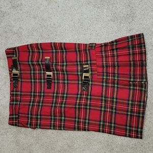 L.A.M.B. Tartan Plaid Midi Pleated Skirt